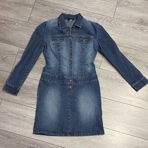 Moda International Long Sleeve Blue Denim Dress